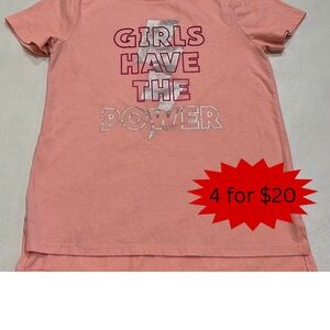 Athletic Works Pink Girls Tee with Silver Print